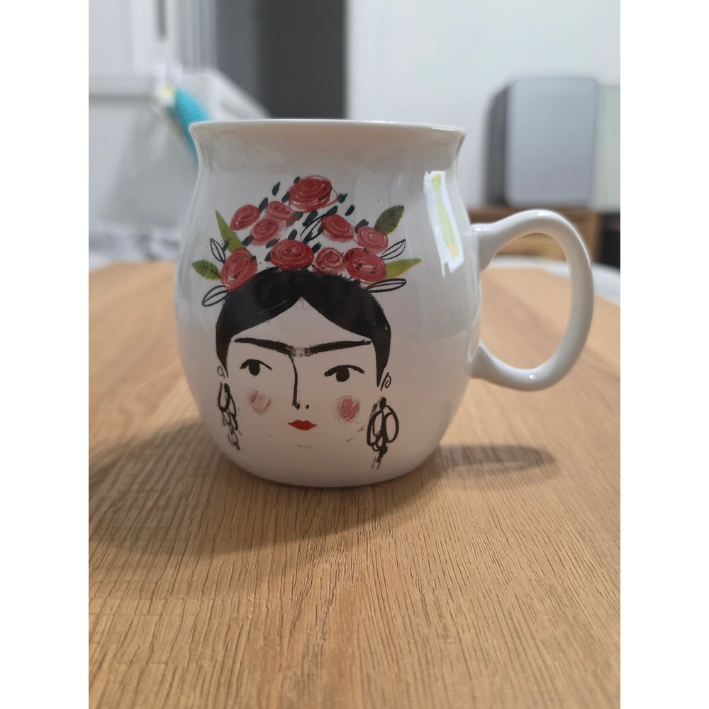 Prima Design Frida Kahlo Floral Face Coffee Mug Tea Cup White Ceramic